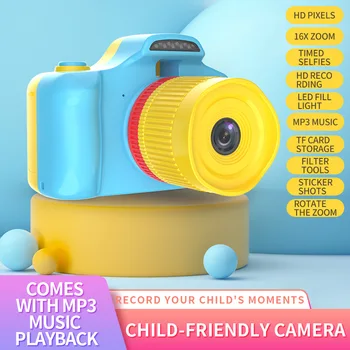 Детская мини-цифровая камера, Детские многофункциональные развивающие игрушки, Проекционная видеокамера HD с разрешением 1080P, подарок на день рождения Изображение