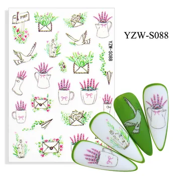 Дизайн ногтей, 3d Японский стиль, Геометрическая листва, Модные наклейки для ногтей, украшения ногтей, принадлежности для ногтей для профессионалов Изображение