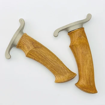 1 Комплект Желтой ручки ножа из грушевого дерева для изготовления полуфабрикатов из материала рукояти ножа с защитой для ножей, аксессуары для лезвий для самостоятельного изготовления Изображение