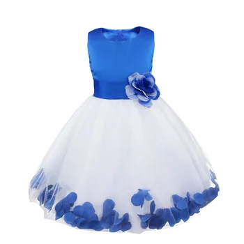 Детское платье Принцессы из тюля с лепестками цветов Для маленьких девочек, Элегантные платья с цветочным узором для девочек, Торжественное праздничное платье на День рождения от 2 до 14 лет Изображение