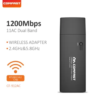 COMFAST 1300 Мбит/с USB Wif Адаптер RTL8812AU Mini 2,4 G/5,8 G Сетевая карта Беспроводной 11AC Wi-fi Приемник для настольных ПК Win7/8/10/11 Изображение