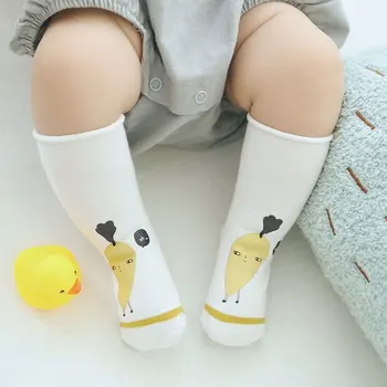 3 шт./лот, новые детские носки с длинными трубками, резиновые носки для малышей с мультяшным принтом, Хлопковые Мягкие высокие носки для завивки Изображение