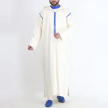 2023 Новое мусульманское Длинное этническое платье С капюшоном Мужской Халат Арабская одежда Пакистанский костюм Мусульманские платья Изображение