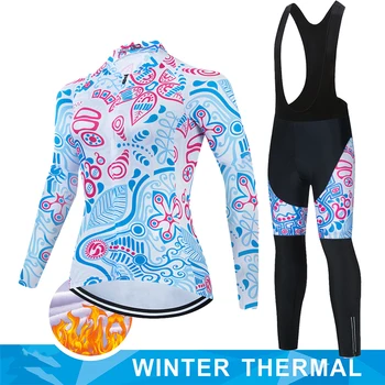 Джерси, униформа для шоссейного велосипеда, зимний спортивный комплект из флиса с подогревом, женские шорты, велосипедная одежда, шорты-нагрудники Mtb Pro Team Изображение
