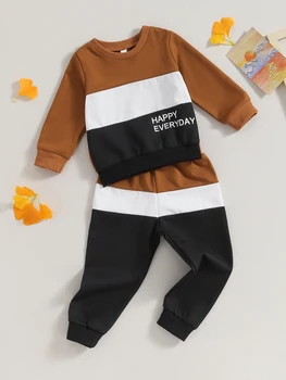 Комплект Одежды из 2 предметов для маленьких Девочек, Топ с цветочным принтом и рукавами-рюшами и Леггинсы, Весенний спортивный костюм для малышей Изображение