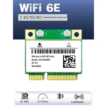 WiFi 6E AX210 Mini PCI-E Беспроводная Сетевая карта WIFI6 Двухдиапазонная сетевая карта 2,4G/5G Bluetooth 5,2 Адаптер сетевой карты Изображение