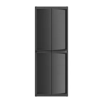 Пластиковый 4-полочный шкаф для гаражного хранения, черный Изображение