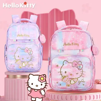 Детский рюкзак Sanrio, студенческая школьная сумка большой емкости, легкий нейлоновый водонепроницаемый рюкзак Hello Kitty, школьные сумки для девочек Изображение