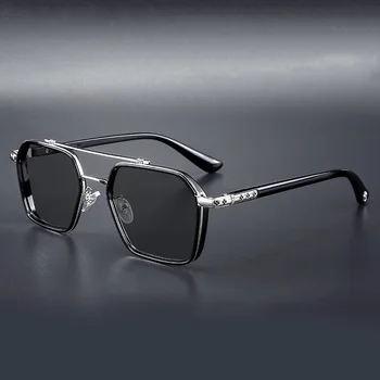 Нерегулярные Винтажные солнцезащитные очки, Мужские Брендовые Дизайнерские Квадратные Солнцезащитные Очки, Мужская Мода для путешествий на открытом воздухе, Зеркальные оттенки Oculos De Sol Изображение
