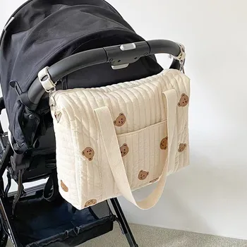 Большая Вместительная сумка для беременных, сумка для подгузников, Органайзер для новорожденных, Больничная сумка для мамы, Стеганый Подгузник, Дорожная сумка для багажа Изображение
