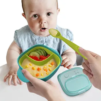 Силиконовая миска для кормления младенцев, Набор мисок для кормления младенцев, Пищевые силиконовые принадлежности для кормления младенцев, герметичные миски с Изображение