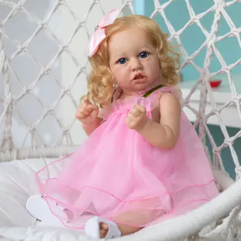 55 см Мягкая Силиконовая кукла Saskia Reborn Baby Girl, Реалистичная Кукла с мягкой Росписью Genesis, Рождественский подарок для детей Изображение
