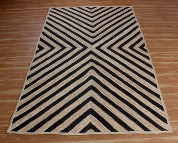 Ковер из 100% джутового хлопка, обратимые коврики в деревенском стиле, ткацкий коврик для бега Изображение