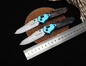 Новый складной нож из дамасской стали Benchmade 945 с ручкой из углеродного волокна, уличные Тактические карманные ножи для выживания, EDC Инструмент Изображение