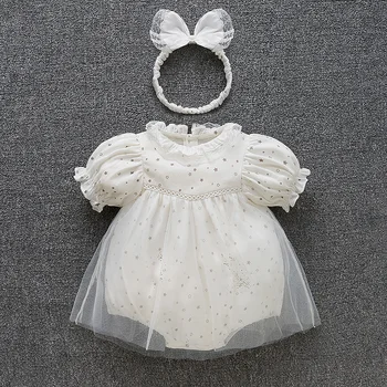 Модное летнее платье для маленьких девочек, детские платья Принцессы с короткими рукавами и принтом Звезд, Одежда для девочек Изображение