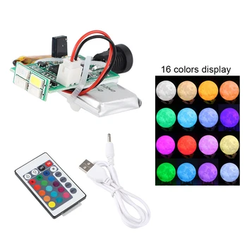 16 Цветов 1 Вт Светодиодная Лунная лампа Доска Детали для 3D Принтера Пульт дистанционного управления Сенсорный датчик с батарейной цепью Панель USB Зарядка Изображение