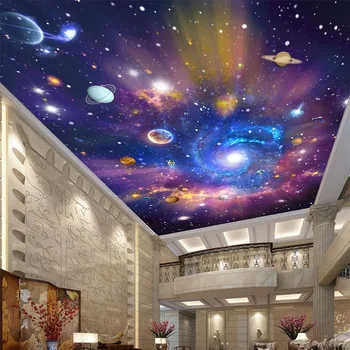 Фотообои на заказ 3D Звезда Вселенная Галактика Фрески Настенная ткань Детская спальня гостиная Водонепроницаемый Потолок 3D обои Изображение