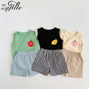 Детская одежда ZAFILLE в корейском стиле, летний костюм для малышей, комплект одежды для новорожденных с фруктовым принтом, домашняя детская пижама Изображение