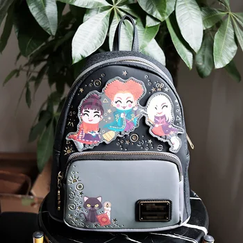 Мини-рюкзак Disney Loungefly Фокус-Покус Чиби из искусственной кожи Винифред, Мэри и Сара и Милый Кот Тэкери Бинкс Изображение