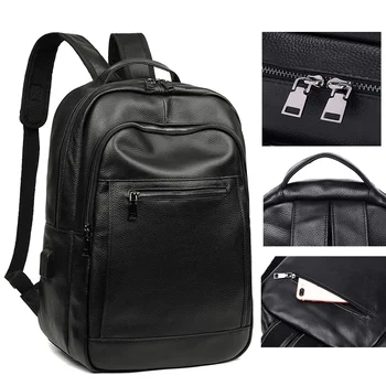 Мужской рюкзак из воловьей кожи с верхним слоем и USB-интерфейсом, школьная сумка, Водонепроницаемый Модный рюкзак для путешествий Для мужчин и женщин Изображение