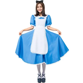 Umorden/ костюм Алисы в стране чудес для взрослых женщин, синее платье, большие размеры XXL, наряд для косплея горничной, вечеринка на Хэллоуин Изображение