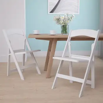 Складной стул Flash Furniture Hercules ™ - белая смола - 2 упаковки Весом 1000 фунтов, удобное кресло для проведения мероприятий - легкий вес Изображение