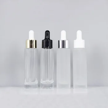 30 МЛ прозрачная бутылка из матового стекла с крышкой-капельницей, эфирное масло, жидкая сыворотка для глаз, тоник, отбеливающая косметика для ухода за кожей, косметическая упаковка Изображение