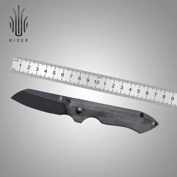 Походный Нож Kizer V3504C1 Guru 2022 Новая Черная Микарта со Стальным Лезвием 154 см, Складной Нож, Инструменты Для Охоты На Открытом Воздухе Изображение