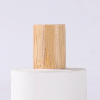 16 мм Колпачок из натурального бамбука для бутылочки с роликом, Бамбуковая деревянная завинчивающаяся крышка для бутылки с эфирным маслом, бутылка для косметической упаковки многоразового использования Изображение