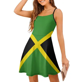 Экзотическое Женское платье-слинг с флагом Ямайки, Юмористические графические клубы, женское платье, уникальное платье Изображение