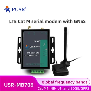PUSR RS232/RS485 Серийный Промышленный Сотовый 4g Модем Глобальной частоты LTE Cat M Модем с GNSS и слотом для SIM-карты USR-MB706 Изображение