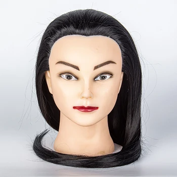 Голова манекена с волосами, Обучающая Парикмахерскому Искусству Кукла для Укладки Волос, Подставка для косметологической практики Изображение