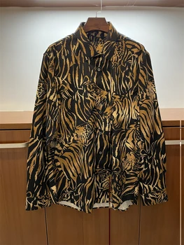 Осенняя Новая Дизайнерская Модная Мужская Повседневная рубашка Высокого качества из 50% Шелка, топы C316 Изображение
