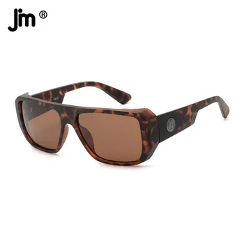 JM 2022 Квадратные Поляризованные Мужские И женские Солнцезащитные очки в винтажной толстой оправе, Негабаритные очки с большим экраном UV400 Изображение