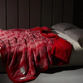 Высококачественное роскошное теплое одеяло из искусственного меха норки, супер удобные одеяла для кроватей, высококачественное теплое зимнее одеяло красного цвета Изображение