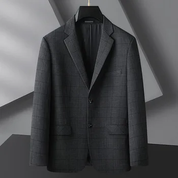 7018-Новый мужской повседневный костюм, трендовый маленький костюм с длинными рукавами, корейская приталенная весенне-летняя куртка Изображение