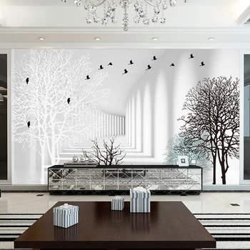 beibehang Пользовательские обои 3d трехмерное расширение пространства фрески минималистичная гостиная абстрактный деревянный фон обои Изображение