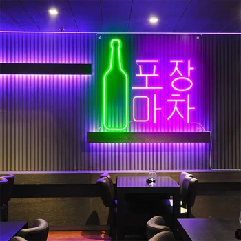 Изготовленная на заказ неоновая вывеска Корейского Пива, светодиодный неоновый свет, Пивной бар Soju House, Магазин напитков, логотип, Декор стен, бизнес-вывеска с подсветкой Изображение