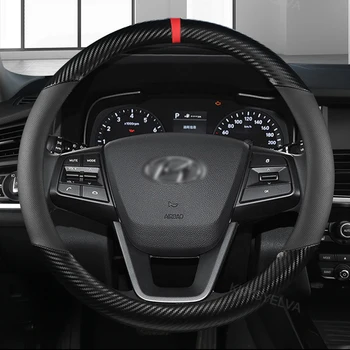 Для Hyundai Solaris Veloster ix35 Kona Accent i40 Santa fe Ioniq Автомобильный Стайлинг Из Углеродного Волокна Чехлы На Рулевое колесо Аксессуары Изображение