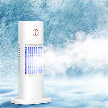 Портативный Мини-охладитель воздуха с 3 уровнями вентилятора, Небольшой перезаряжаемый вентилятор для испарения воды для рабочего стола Изображение