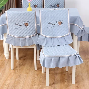 Современный минималистичный чехол для стула, скатерть, легкая роскошная подушка для сиденья, несколько противоскользящих зажимов для сиденья, круглые полихромные скатерти Изображение