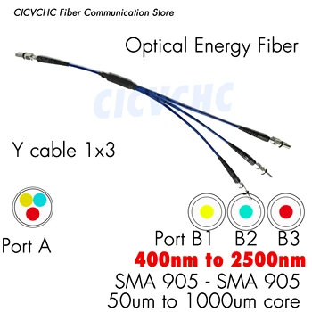 Y 1x3 Тип SMA905-SMA905 энергетическая волоконно-оптическая перемычка патч-корда с сердечником от 50 мкм до 1000 мкм для 400 нм до 2500 нм Изображение