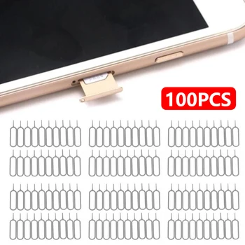 100/50/10/1 шт., Инструменты для открывания лотка для SIM-карт, сменный ключ для iPhone Samsung Xiaomi, все телефоны, Универсальная выталкивающая игла Изображение