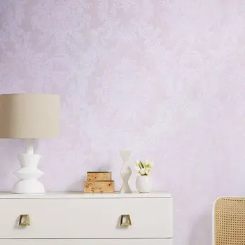Европейские розовые дамасские обои Спальня гостиная кабинет Фон Обои Легкая роскошная нетканая теплая настенная роспись Изображение