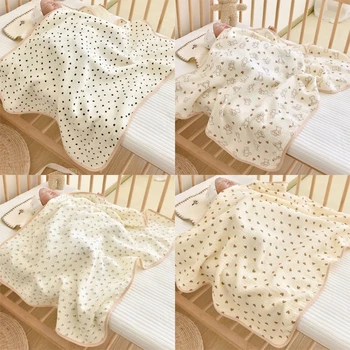 Обертывание новорожденных Марлевым одеялом Из хлопка, Детское Банное полотенце, Муслиновое Одеяло, чехол для коляски Изображение