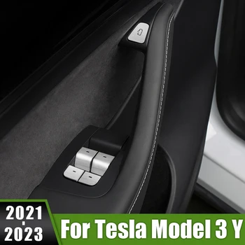Для Tesla Модель 3 Y 2021 2022 2023 Алюминиевый Сплав Автомобильная Дверь Окно Стеклоподъемник Кнопка Включения Крышка Отделка Наклейка Декоративная Крышка Изображение