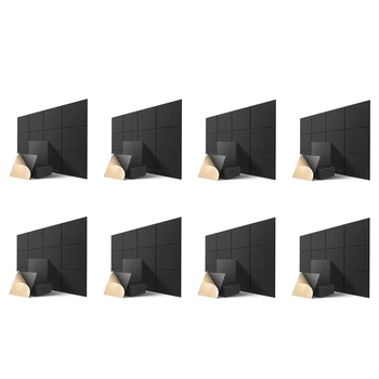 Самоклеящиеся Акустические панели 96 шт. в упаковке, Звукоизоляционная прокладка 12 X 12 X 0,4 дюйма, Звукопоглощающая панель для дома, Черный Изображение