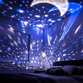 Детская спальня, светодиодный ночник, Вращающийся Небесный Лунный Планетарий, Новинка Для Детской спальни для маленьких девочек 2023, настольная лампа Starlight Hot Изображение
