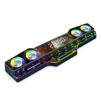 4000 мАч Звуковая коробка Bluetooth динамик Звуковая панель USB 3D стерео сабвуфер AUX FM Домашние часы в помещении для компьютера динамик мощный бас Изображение