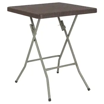 Складной столик из ротанга для мебели площадью 1,95 квадратных фута, коричневый, пластиковый Изображение